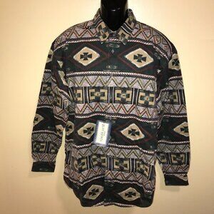 Men's Vintage Ruff Hewn Alaska Apache Blanket Aztec Flannel Button Shirt-Size L